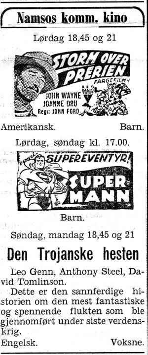 Annonse fra Namsos komm. kino i Namdal Arbeiderblad 28.10.1950.jpg