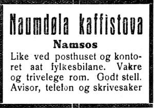 Annonse fra Naumdøla kaffistova i Trønderbladet 22.12. 1926.jpg