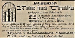 Annonse fra Nordlands forenede Uldvarefabriker i Lofotposten 22.07. 1901.jpg