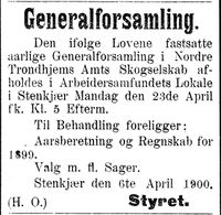 49. Annonse fra Nordre Trondhjems Amts Skogselskab i Indtrøndelagen 18.4.1900.jpg