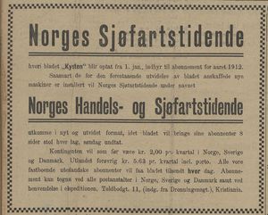 Annonse fra Norges Sjøfartstidende i Norges Sjøfartstidendes 30.11. 1911.jpg