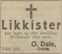 39. Annonse fra O. Dale i Hardanger Arbeiderblad 09.06.1923.jpg
