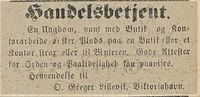 222. Annonse fra O. Greger Lillevik, Viktoriahavn i Tromsø Amtstidende 2.08. 1889.jpg