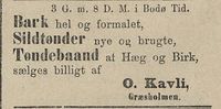 366. Annonse fra O. Kavli i Tromsø Stiftstidende 05.06.1887.jpg
