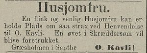 Annonse fra O. Kavli i Tromsø Stiftstidende 05.09.1880.jpg