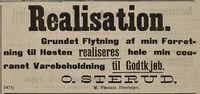 Før flyttesjauen ville Sterud kvitte seg med varelageret og annonserte i Oplandenes Avis 29. juni 1895.