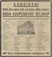 23. Annonse fra Odda kooperative Selskap 2 i Hardanger Arbeiderblad 09.06.1923.jpg