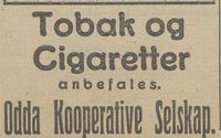 18. Annonse fra Odda kooperative Selskap 4 i Hardanger Arbeiderblad 09.06.1923.jpg