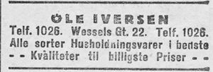 Annonse fra Ole Iversen i Ny Tid 1914.jpg