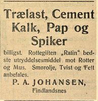 5. Annonse fra P.A. Johansen i Folkeviljen 1.10. 1919.jpg