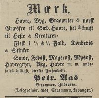 119. Annonse fra Petr. Aas i Tromsø Amtstidende 01.06. 1889.jpg