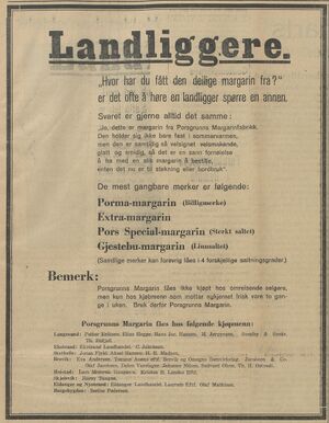 Annonse fra Porsgrunns Margarinfabrikk i Porsgrunns Dagblad 16.07.1937.jpg
