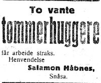 19. Annonse fra Salomon Håbnes i Inntrøndelagen 20.1. 1926.jpg