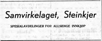 428. Annonse fra Samvirkelaget Steinkjer i Bygdenes By 1957.jpg