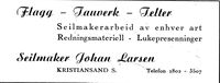 127. Annonse fra Seilmaker Johan Larsen i Kristiansands Avholdslag 1874 - 10.august - 1949.jpg