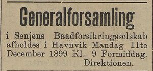 Annonse fra Senjens Baadforsikringsselskab i Tromsø Amtstidende 04.12.1899.jpg