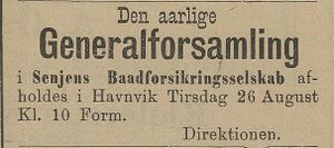 Annonse fra Senjens Baadforsikringsselskab i Tromsø Stiftstidende 06.07.1890.jpg