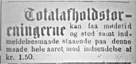 Avisa fulgte opp i avholdssakens tjeneste. Annonse 13. januar 1888.