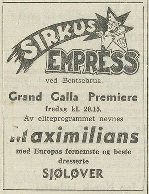 Annonse fra Sirkus Empress i Arbeiderbladet 01.06. 1948.jpg