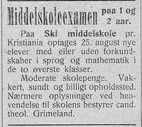 46. Annonse fra Ski middelskole i Østerdølen 08. 02 1904.jpg