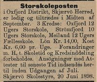 2. Annonse fra Skjærvø skolestyre i Tromsø Amtstidende 30.06. 1898.jpg