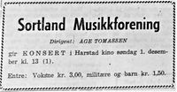 24. Annonse fra Sortland Musikkforening i Harstad Tidende 27.11. 1957.jpg
