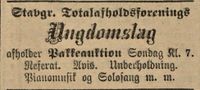 127. Annonse fra Stavanger totalafholdsforenings ungdomslag i Stavanger Aftenblad 10.02.1906.jpg