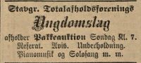 131. Annonse fra Stavanger totalafholdsforenings ungdomslag i Stavanger Aftenblad 10.02.1906.jpg