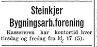 257. Annonse fra Steinkjer Bygningsarbeiderforening i Nord-Trøndelag og Inntrøndelagen 4.7. 1942.jpg