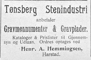 Annonse fra Tønsberg Stenindustri i Haalogaland 08.05. 1907.jpg