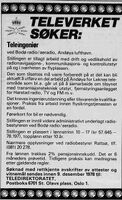 2. Annonse fra Teledirektoratet i Fremover 21.11.1978.jpg