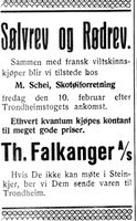 147. Annonse fra Th. Falkanger i Nord-Trøndelag og Nordenfjeldsk Tidende 09.02.33.jpg