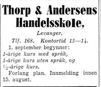 13. Annonse fra Thorp & Andersens Handelsskole i Nord-Trøndelag og Inntrøndelagen 4.7. 1942.jpg