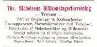229. Annonse fra Thv. Michelsens Blikkenslagerforretning under Harstadutstillingen 1911.jpg