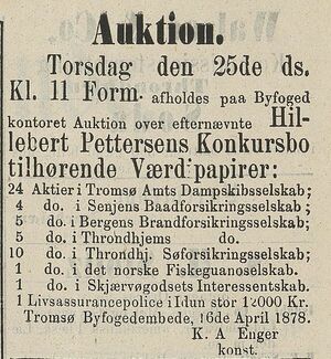 Annonse fra Tromsø Byfogedembede i Tromsø Stiftstidende 18.04.1878.jpg