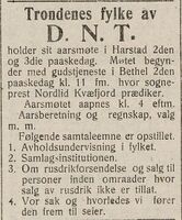Trondenes fylke annonserte sitt første fylkesårsmøte i Haalogaland 7. april 1914. Møtet ble avviklet i Bethel.
