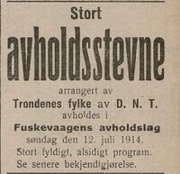 Annonse i Haalogaland 23. juni 1914.