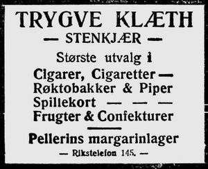 Annonse fra Trygve Klæth i Ungskogen 16.9. 1915.jpg