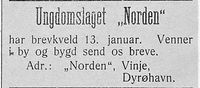6. Annonse fra UL Norden i Haalogaland 5.1. 1907.jpg