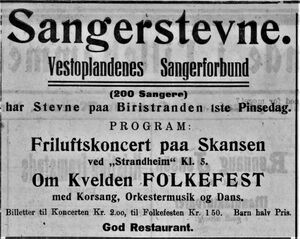 Annonse fra Vestoplandenes Sangerforbund i avisa Gudbrandsdølen 03.06.1924.jpg