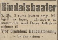 Ytre Bindalens Handelsforening hadde denne annonsen i Lofotposten den 15. november 1934.