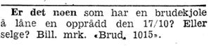 Annonse fra blivende brud i Adresseavisen 8.10. 1942.jpg