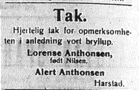 275. Annonse fra brudeparet Anthonsen i Folkeviljen 24.8.1922.jpg