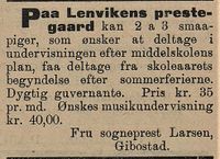 18. Annonse fra fru sogneprest Larsen i Tromsø Amtstidende 30.06. 1898.jpg