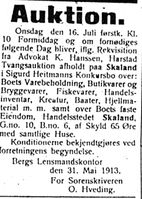 2. Annonse fra lensmannen i Berg i Harstad Tidende 3. juli 1913.jpg