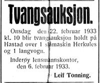 Fra avisa Nord-Trøndelag og Nordenfjeldsk Tidende 9. februar 1933