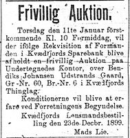 9. Annonse fra lensmannen i Kvæfjord i Tromsø Amtstidende 4. januar 1900.jpg