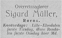 194. Annonse fra overretssagfører Sigurd Müller i Østerdølen 05. 08 1904.jpg