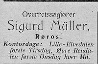 195. Annonse fra overrettssagfører Sigurd Müller i Østerdølen 22.07. 1904.jpg