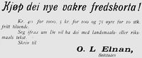 Fredskorta som Ola J. Rise laga fikk god omtale og ble behørig annonsert for i Ungskogen.